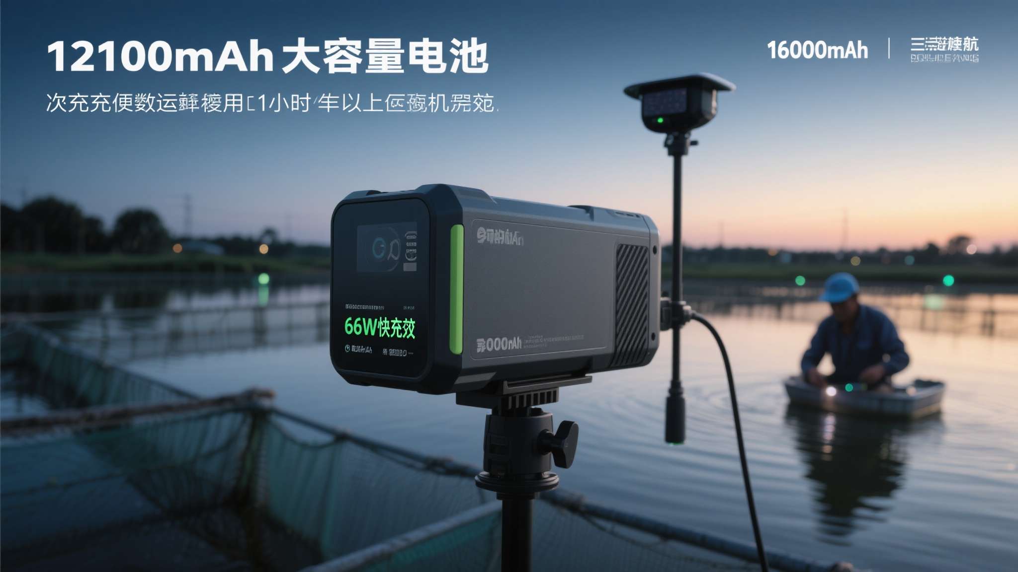 第三，续航能力满足全天候作业需求。 内置12000mAh大容量电池，配合66W快